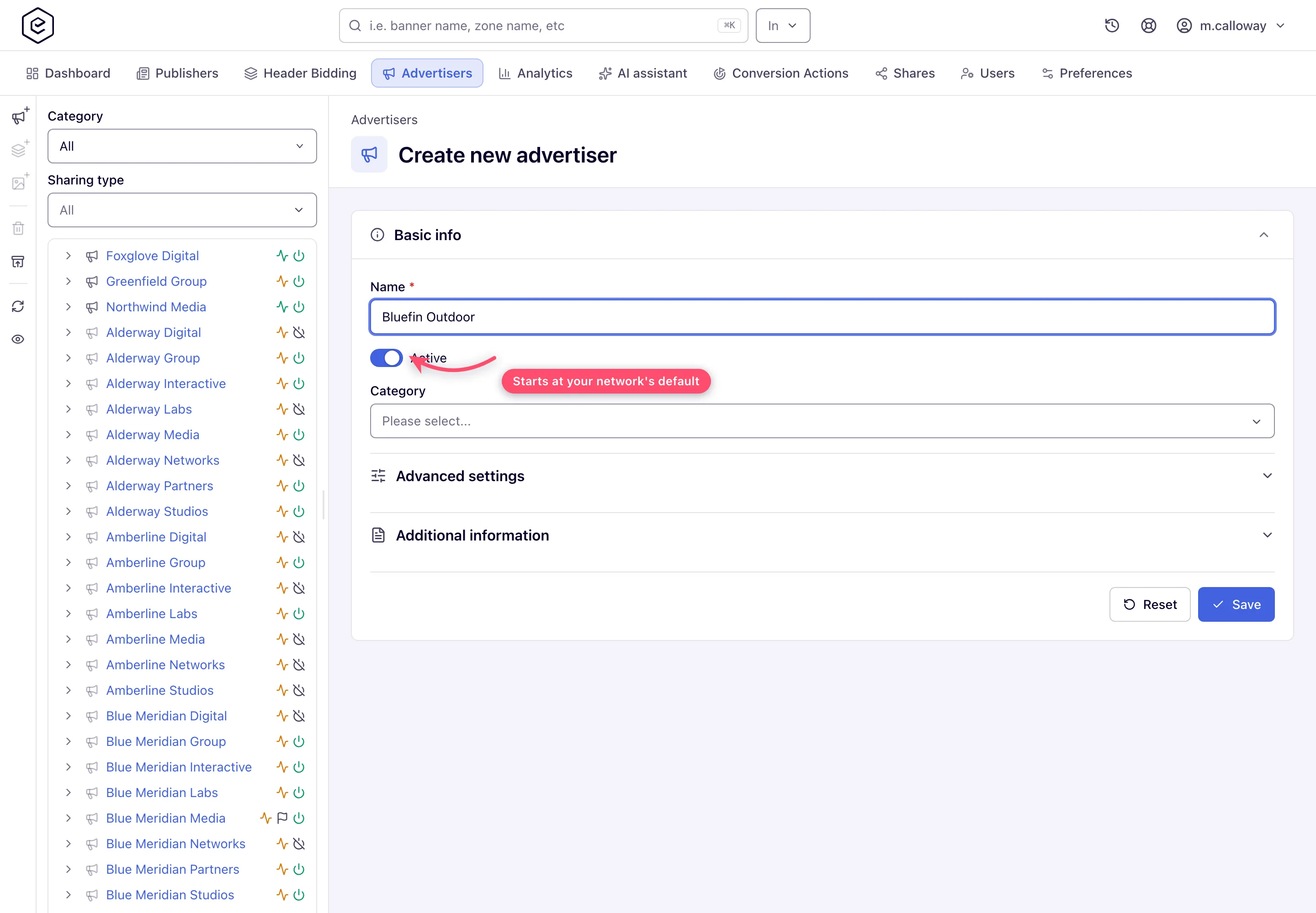 Basic info card with the name filled in