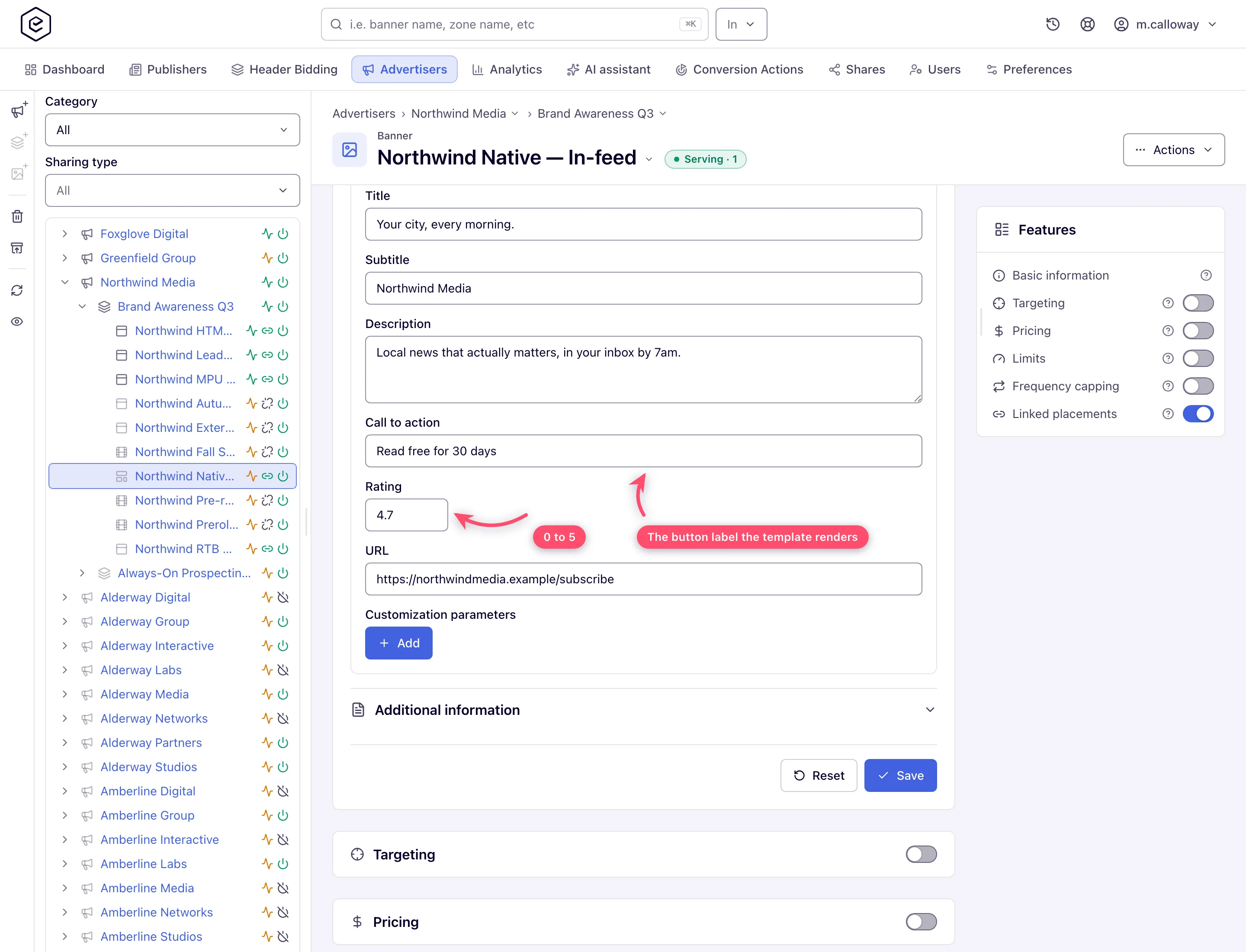 The native text fields