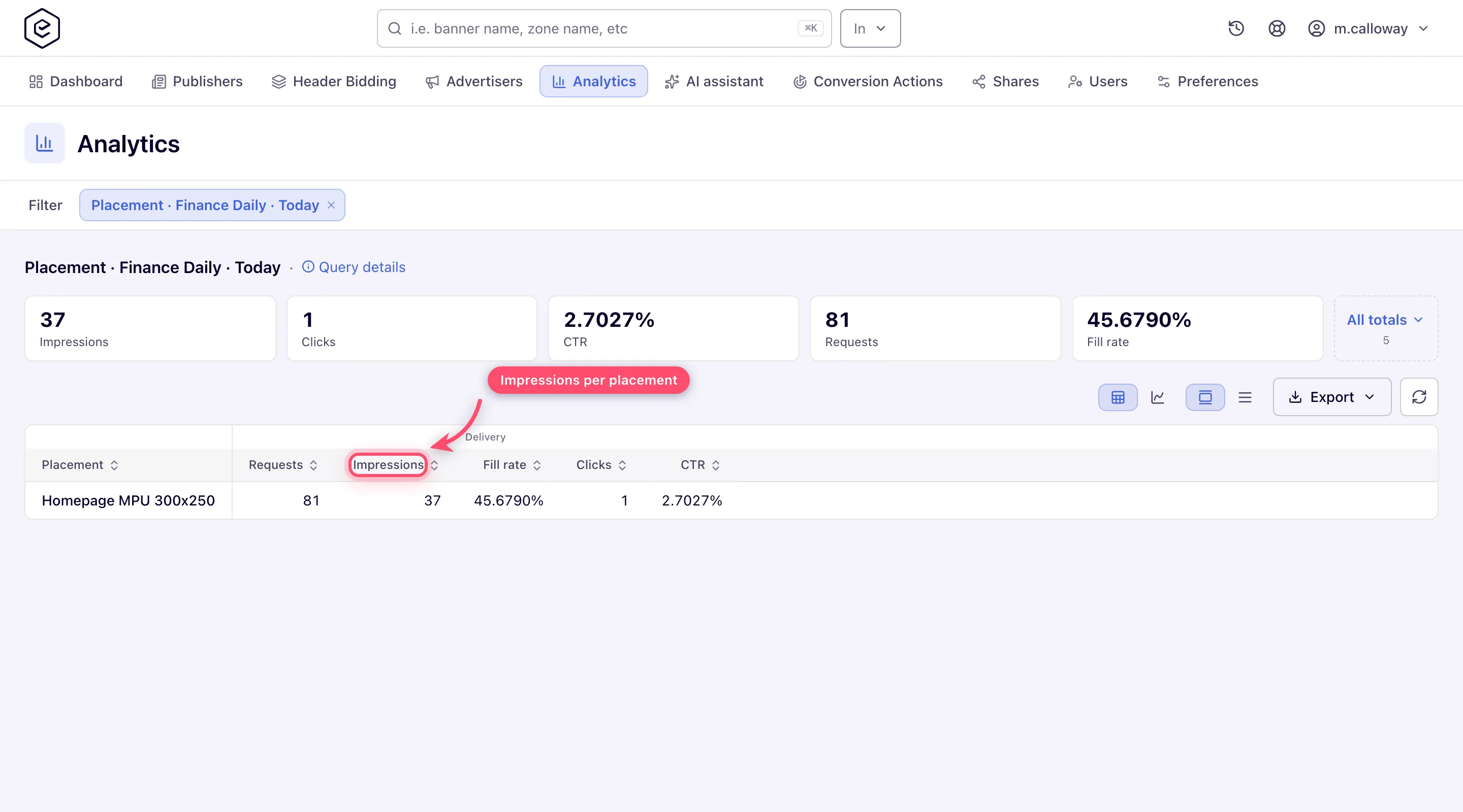 First analytics report