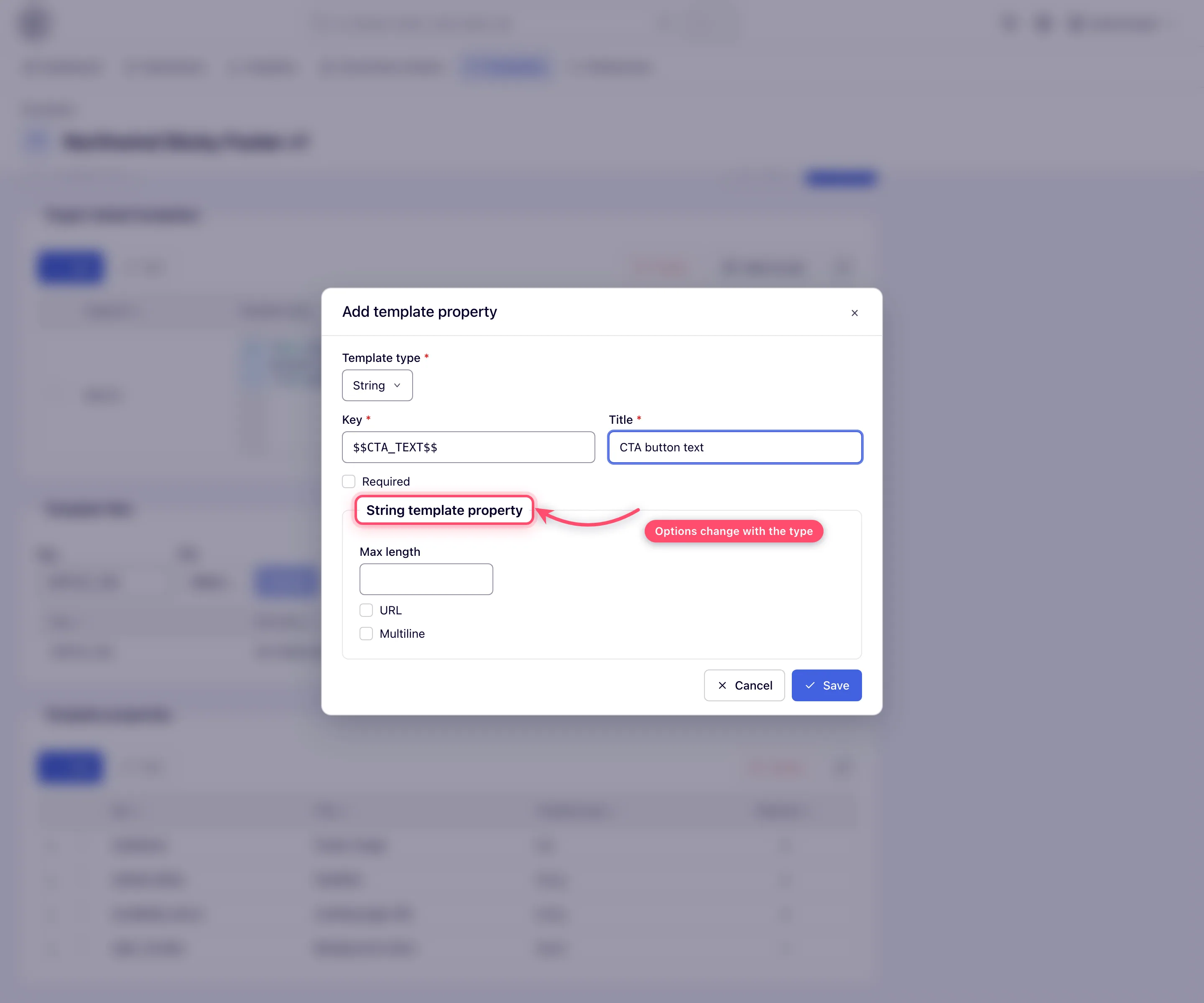 Template property editor