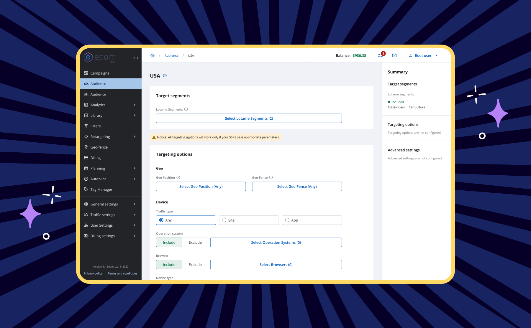 Audience targeting in Epom DSP
