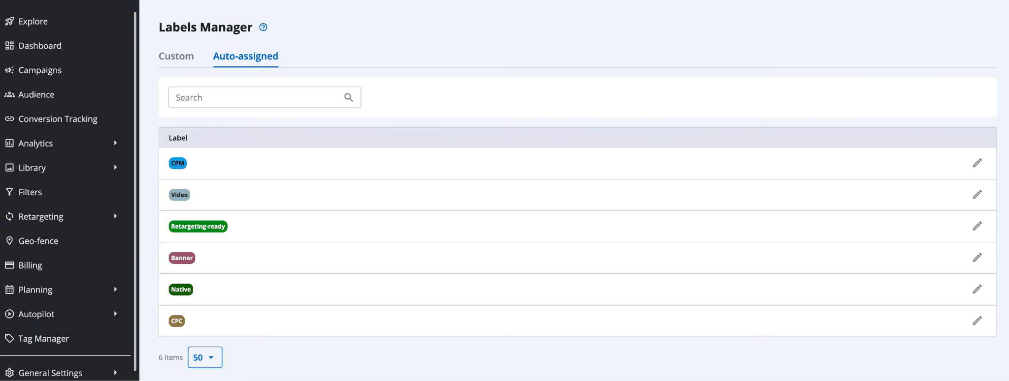 Epom DSP 8.2: Labels Manager showing custom and auto-assigned labels