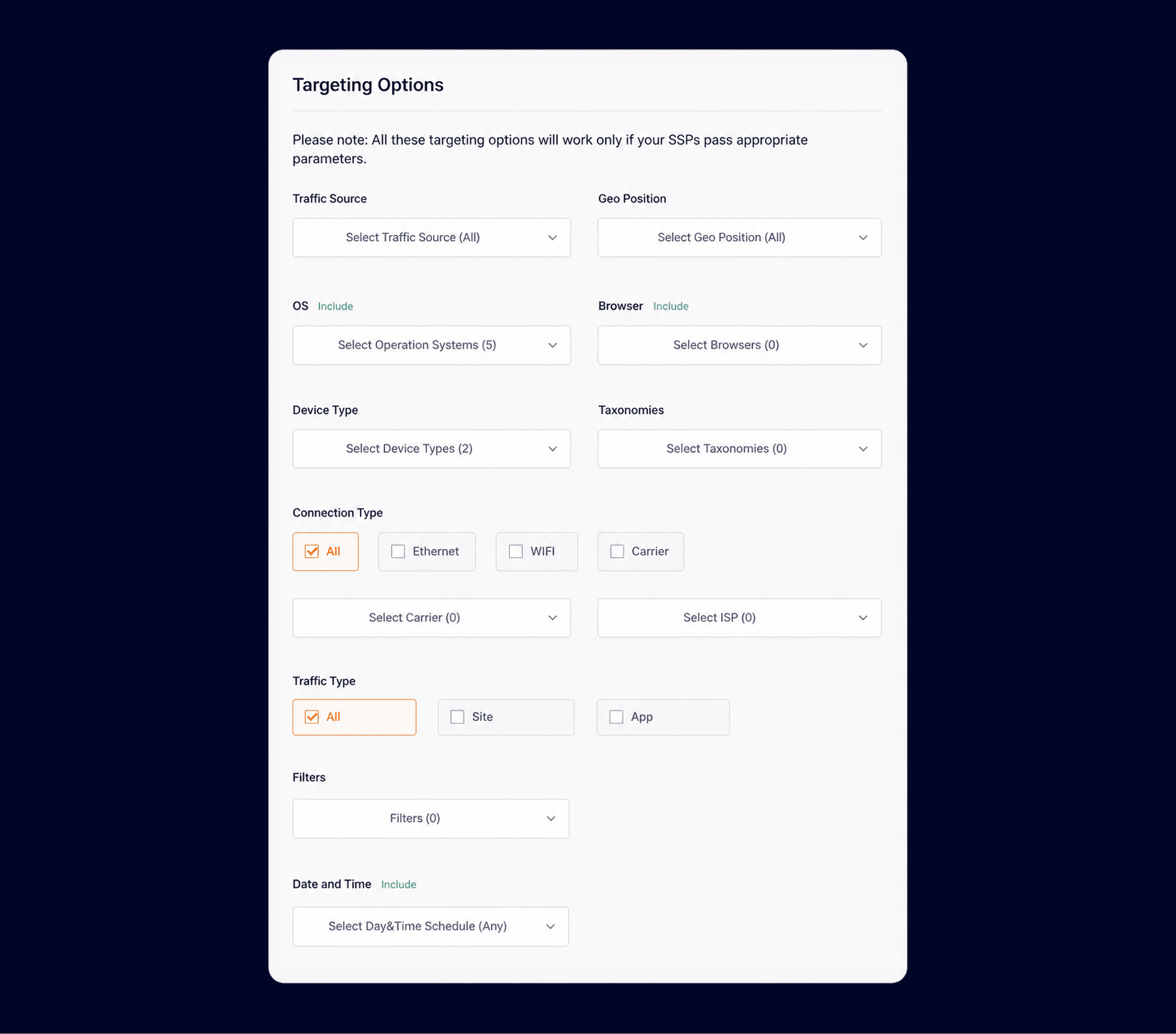 Choose the Targeting Options