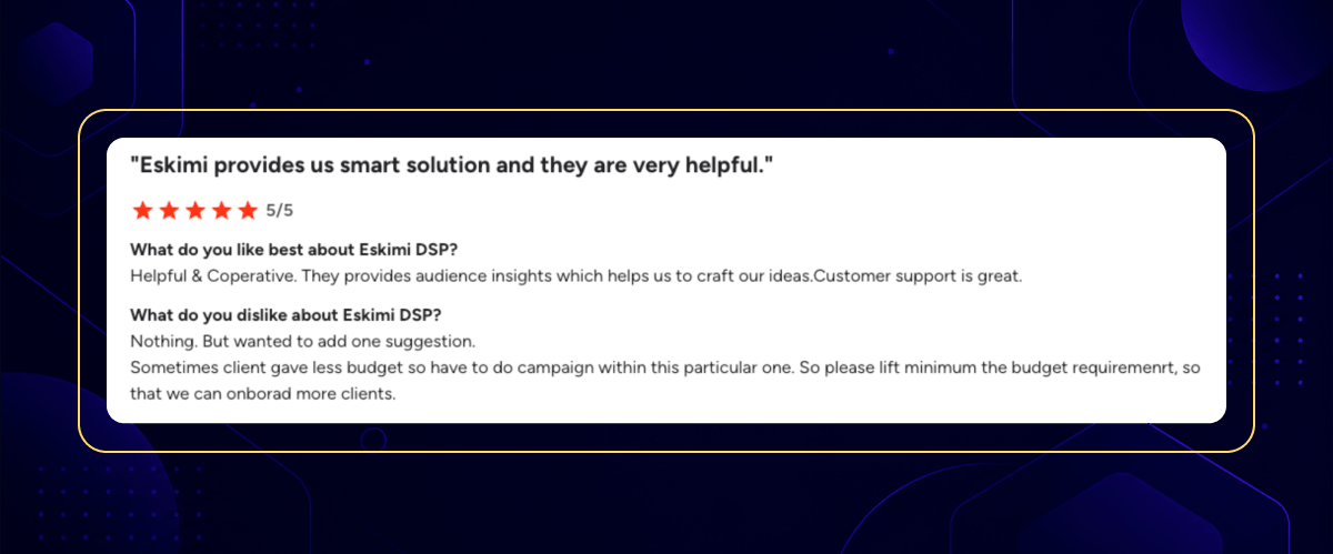 Eskimi DSP customer review - top DSP platforms