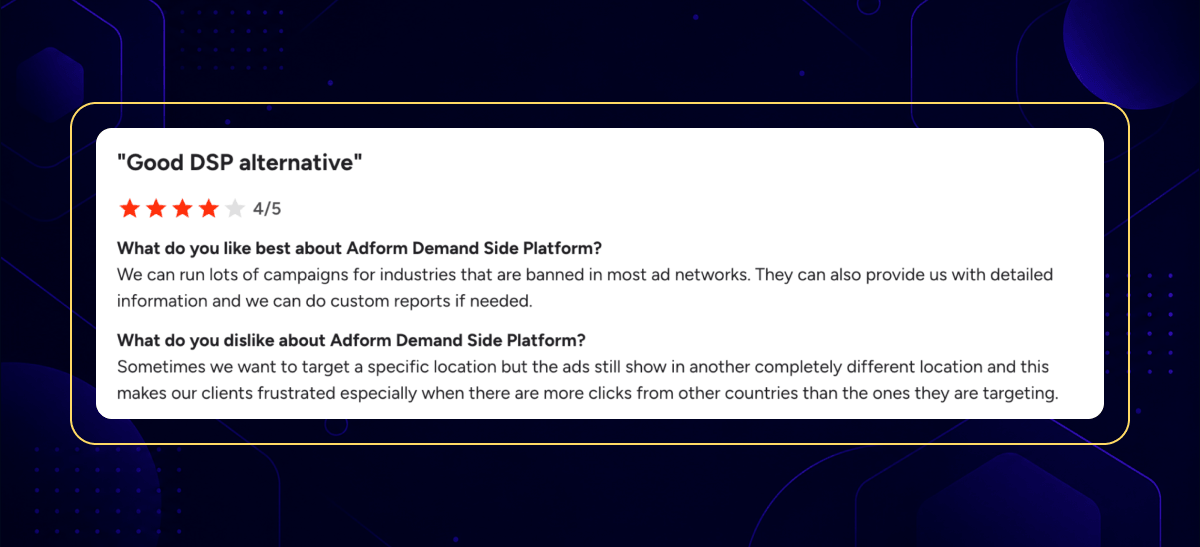 Summary of pros and cons of Adform DSP platform based on G2 reviews