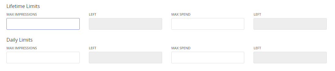 Impressions and ad spend limits