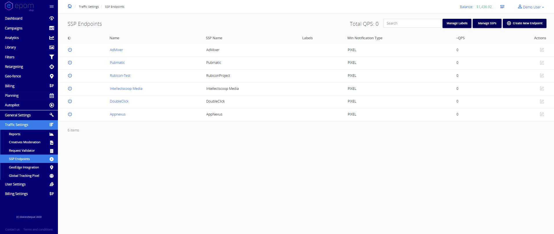 SSP endpoint search field