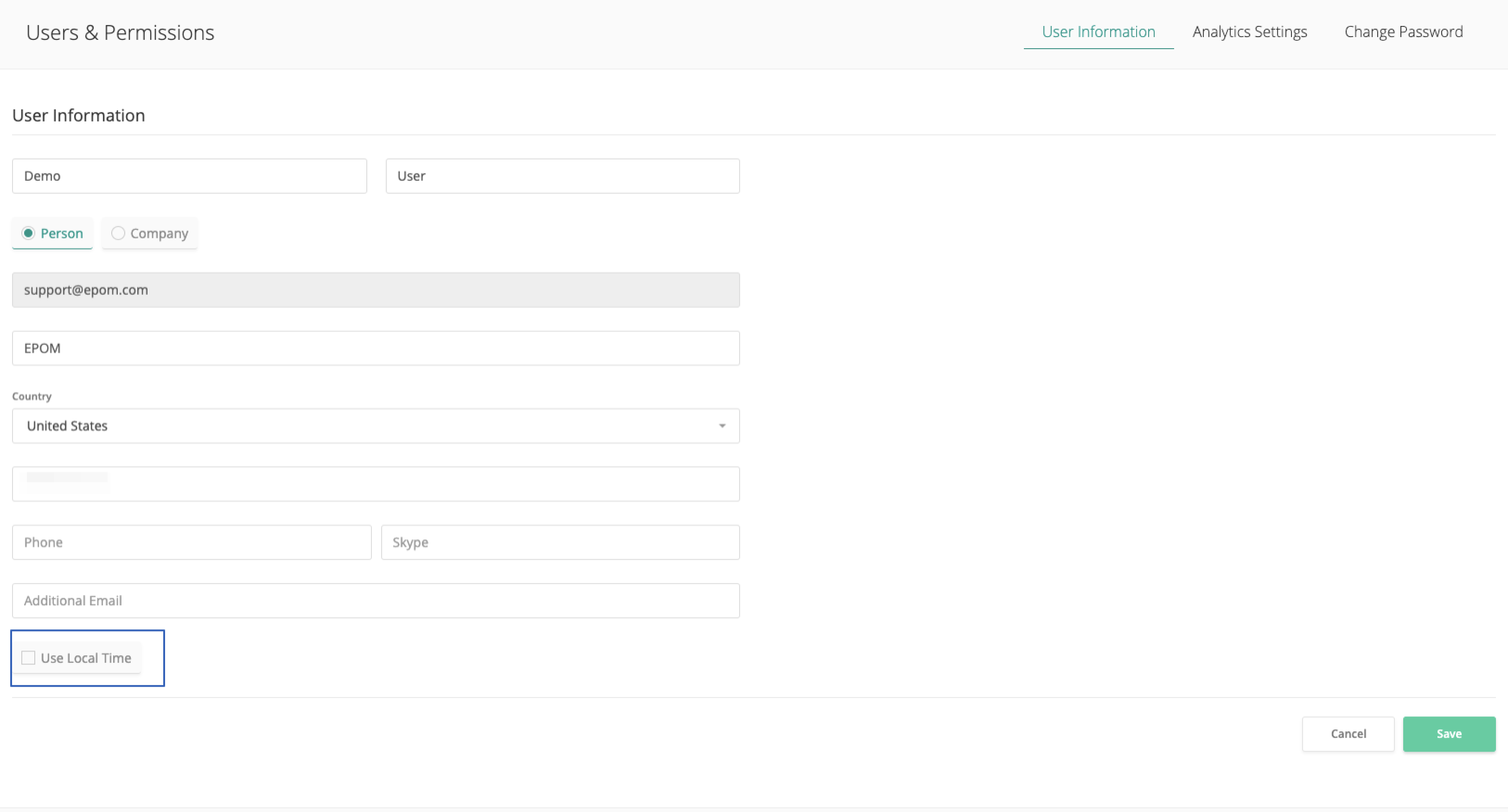 setting analytics time