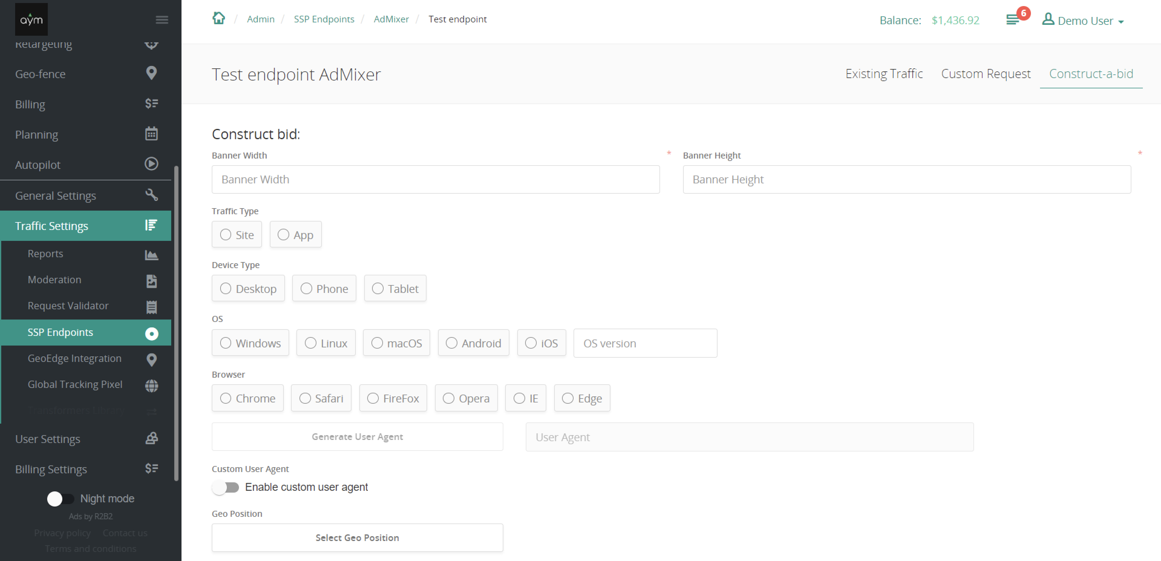 Epom white-label DSP 5.5 bid request constructor