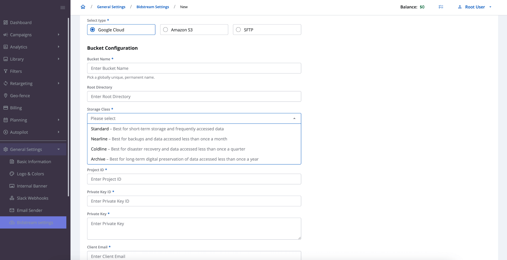 bidstream configurations changes