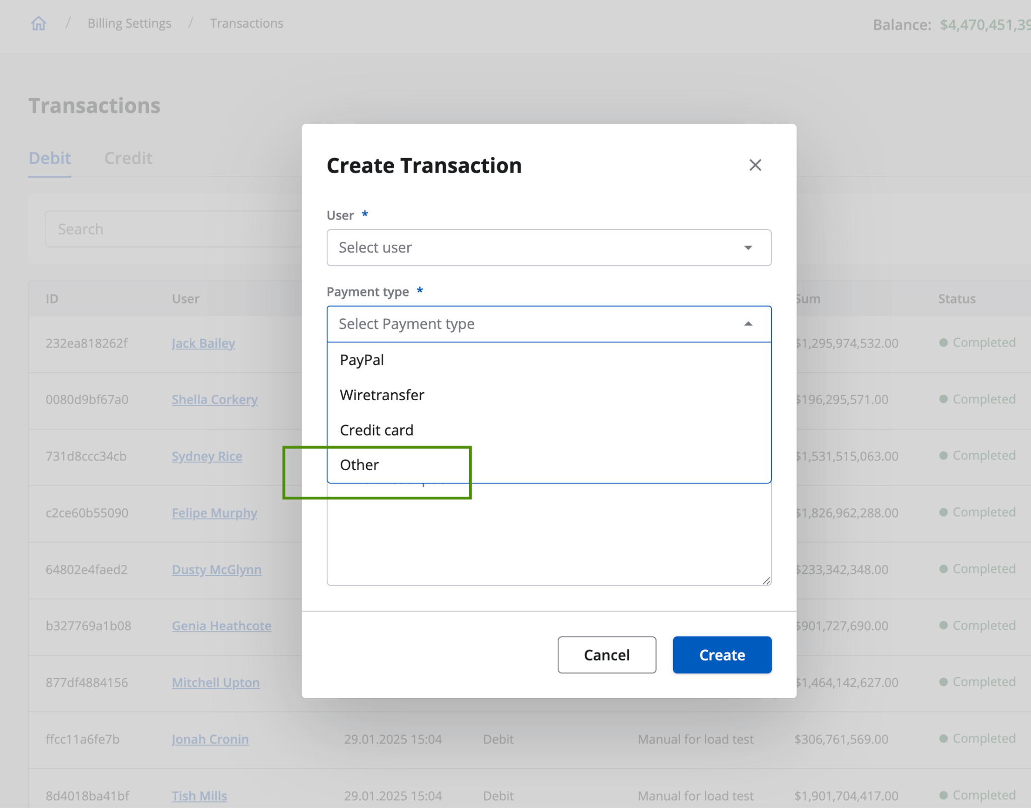 other transaction type