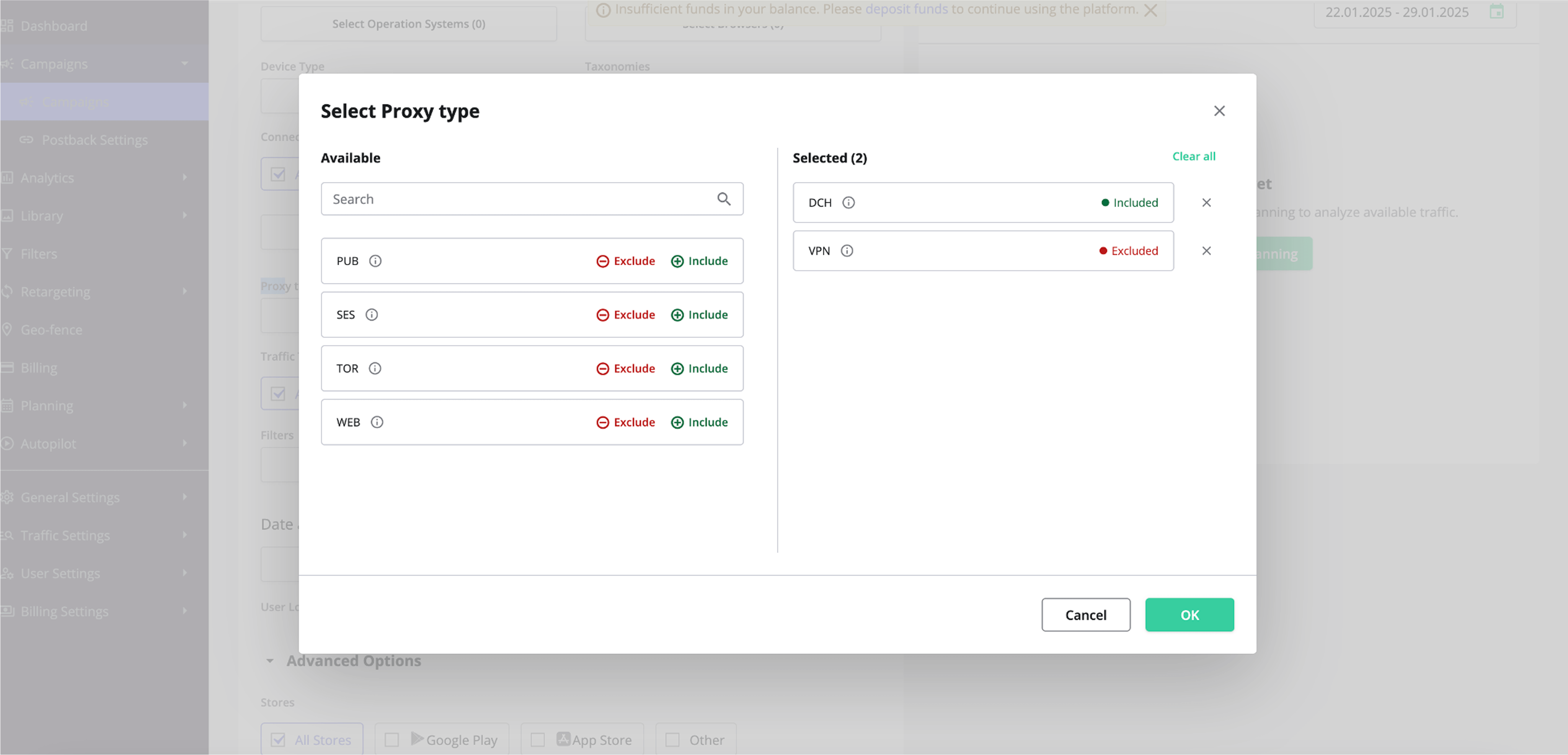 Redesign of Campaigns Targeting (proxy type)