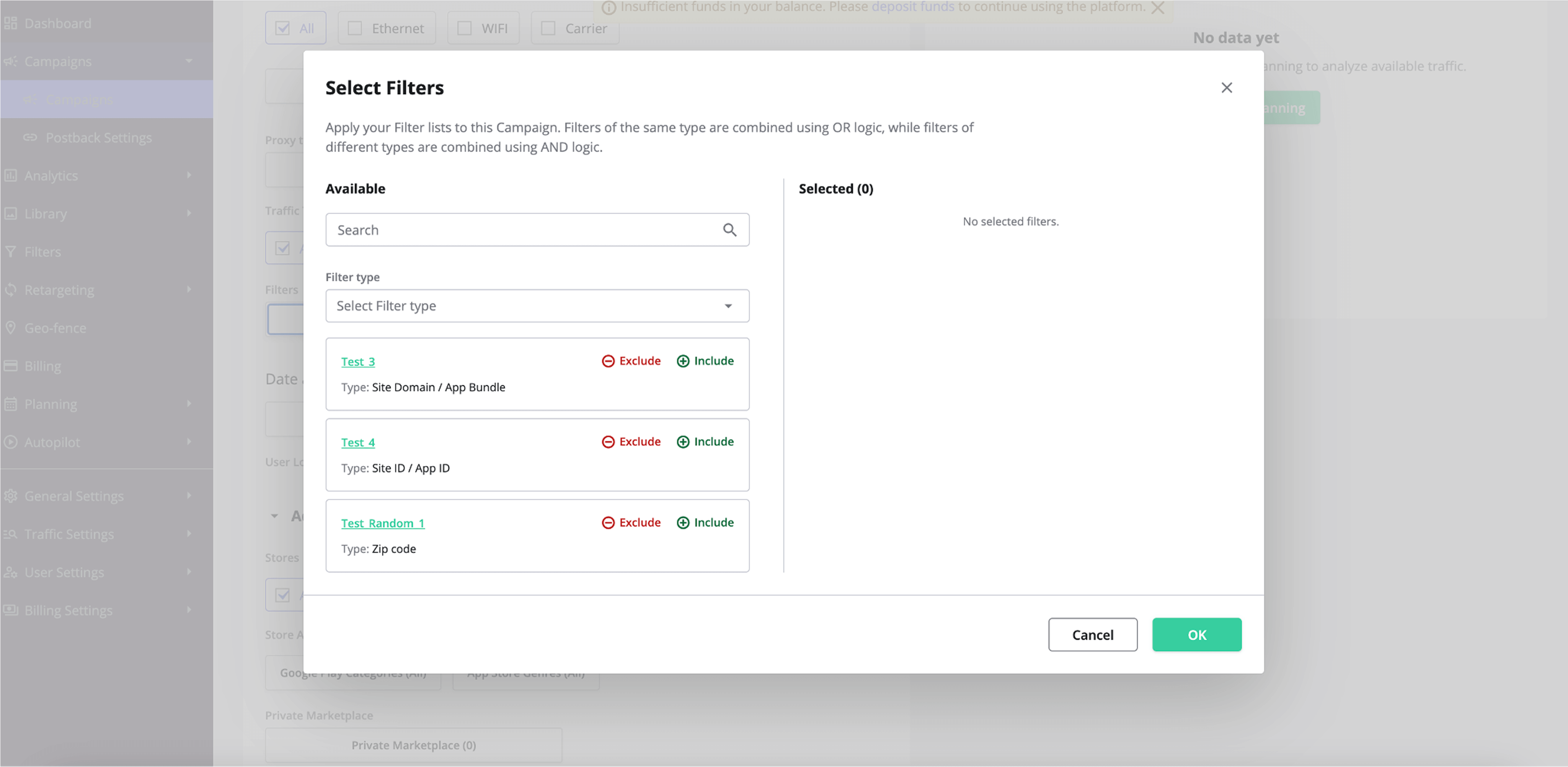 Redesign of Campaigns Targeting (filters)