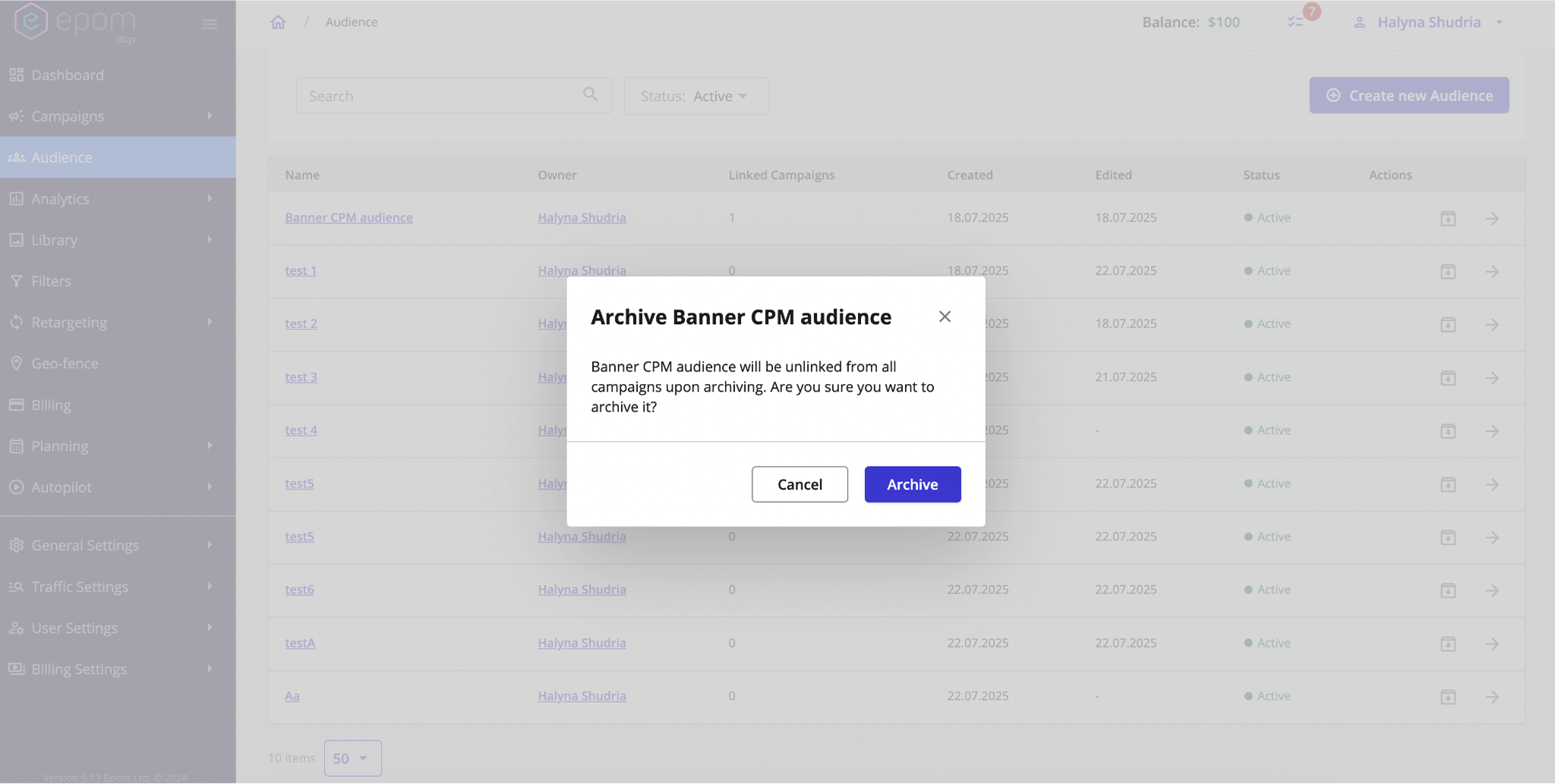 Epom DSP 7.1: how to archive the audience logic