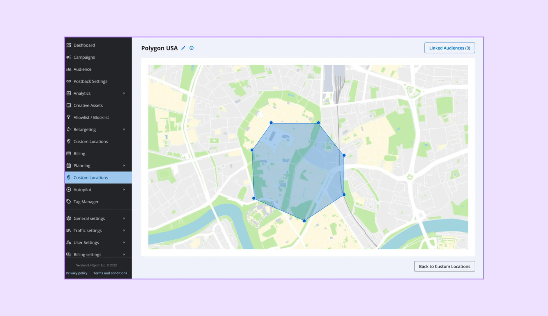 Epom DSP 8.6: imported polygon region in the Custom Locations tab