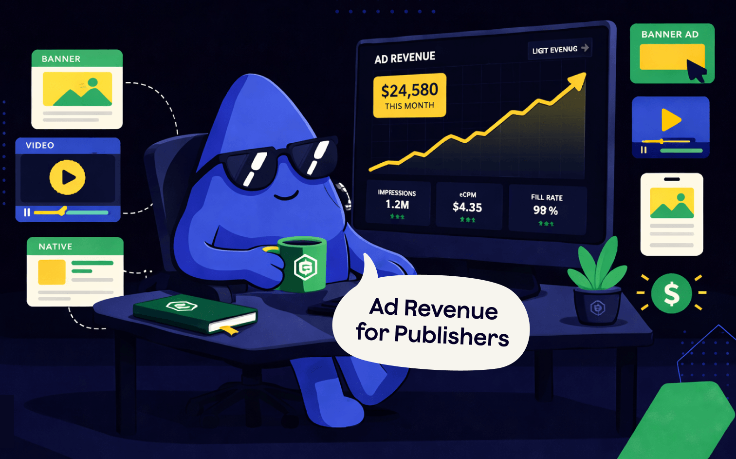 Growth dashboard tracks multi-channel revenue metrics.