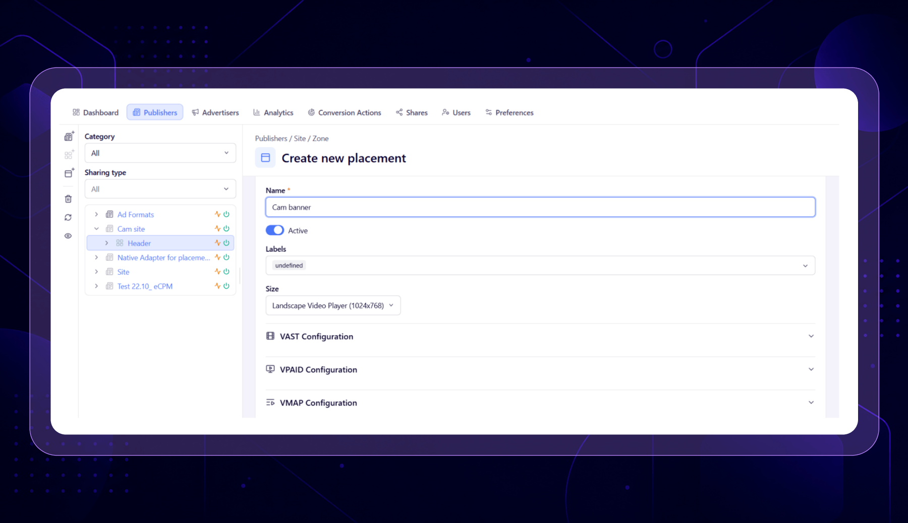 Inventory creation in adult ad network 